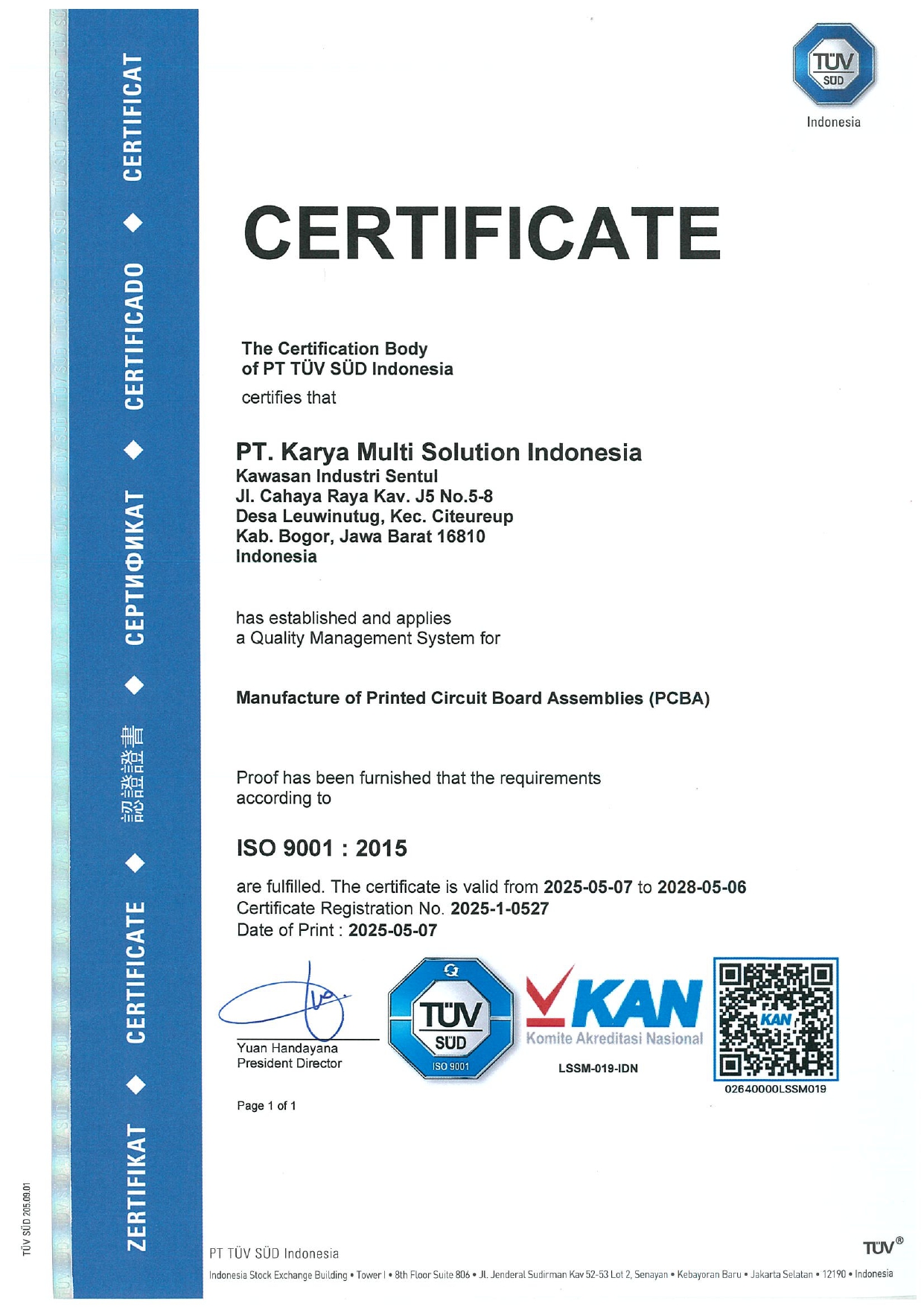 ISO 9001 Certificate